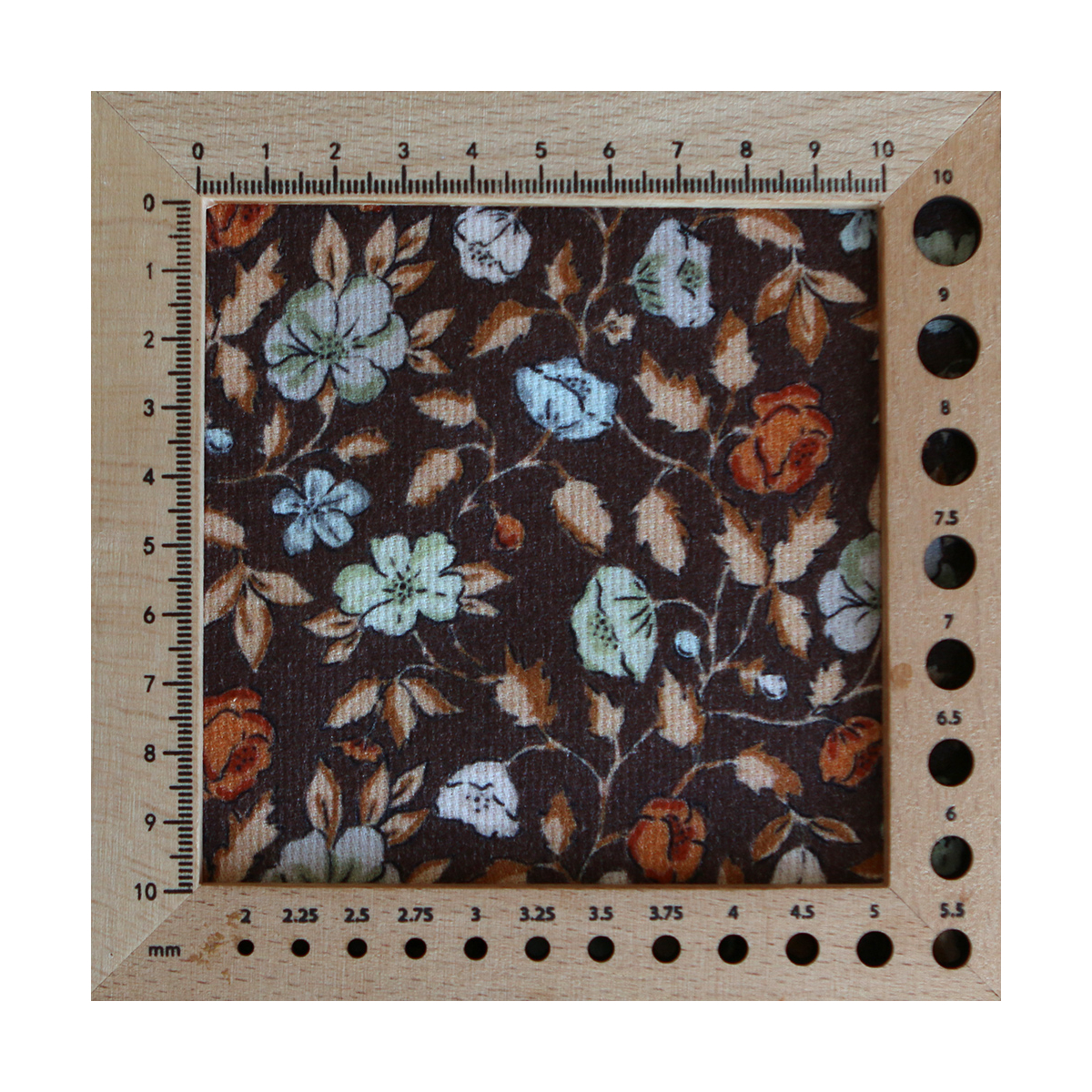 Amelia - Velours milleraies coton organique imprimé fleuri chocolat