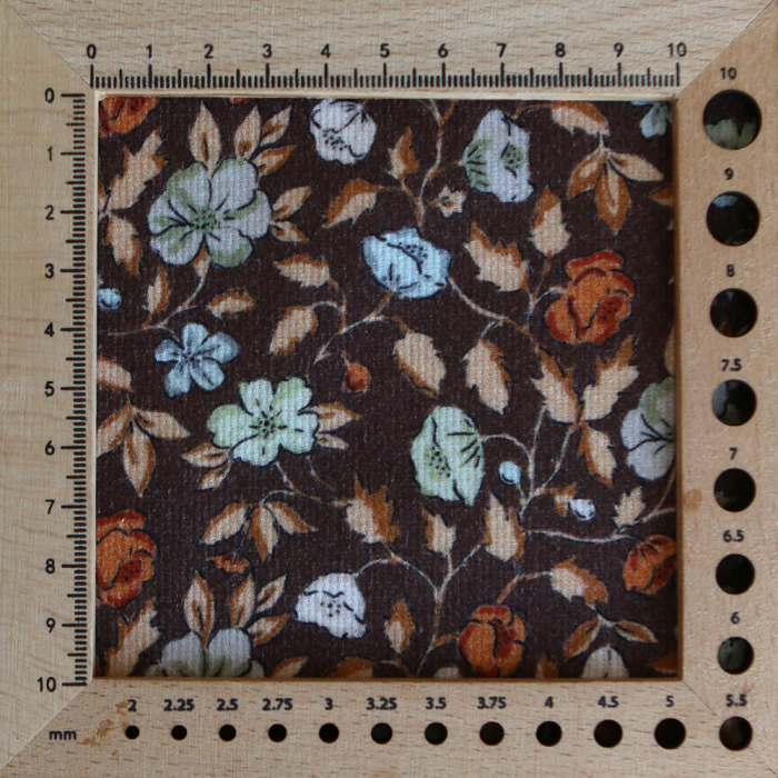 Amelia - Velours milleraies coton organique imprimé fleuri chocolat