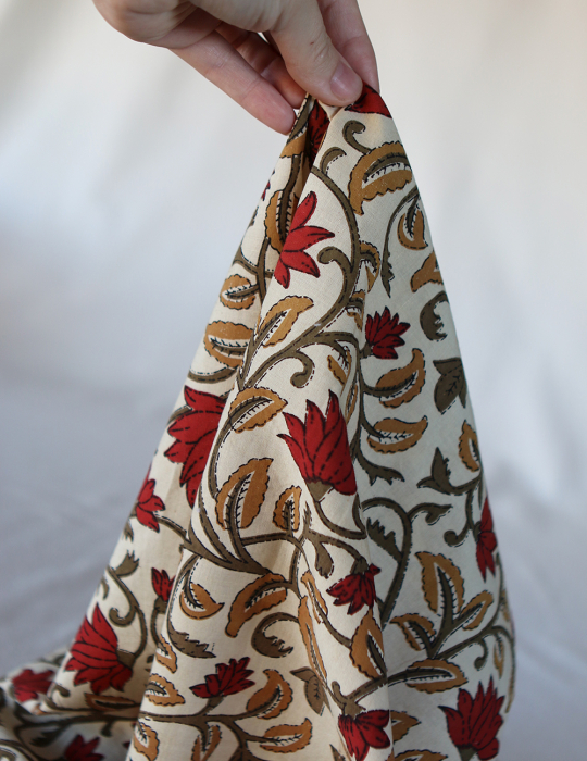 Shaivan - Tissu indien en coton imprimé main Hand Block