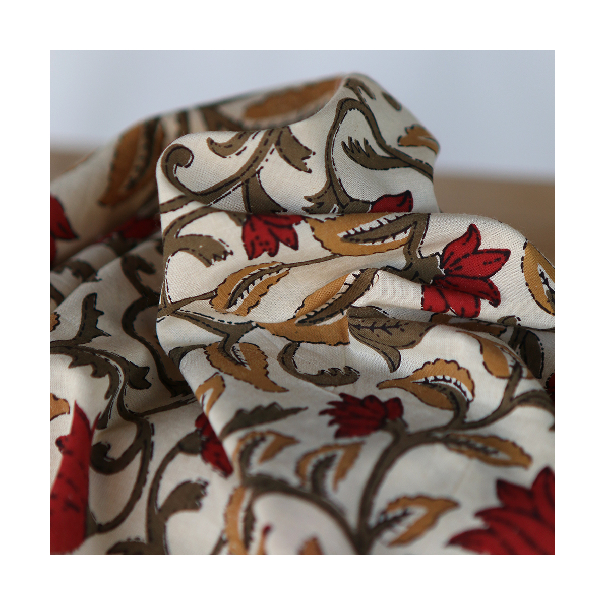 Shaivan - Tissu indien en coton imprimé main Hand Block