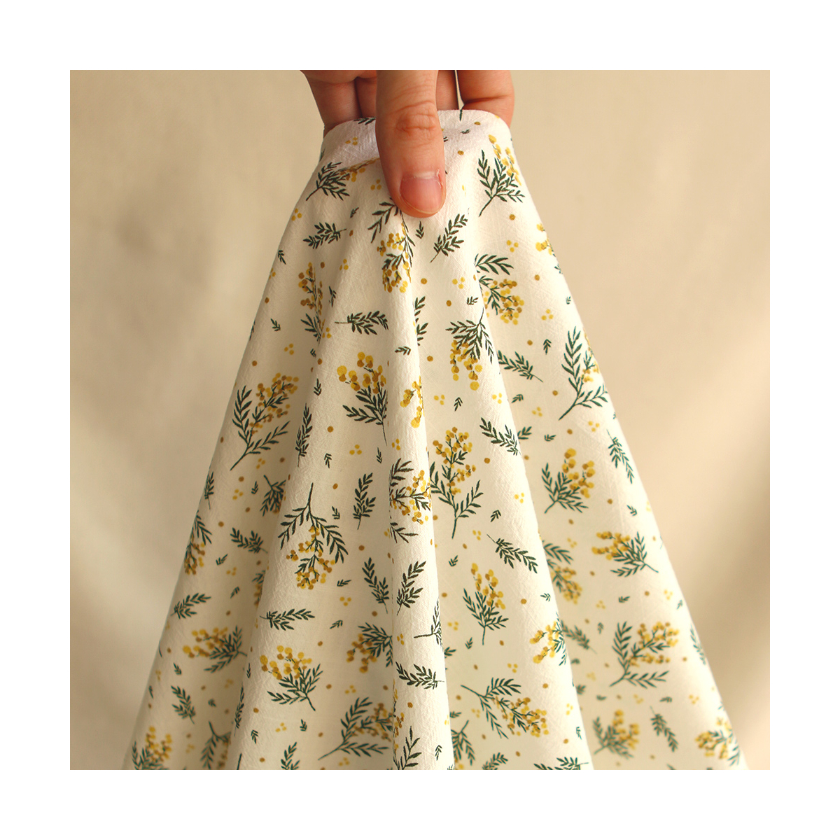 Mimosa - Coton lavé bio motif exclusif mimosa