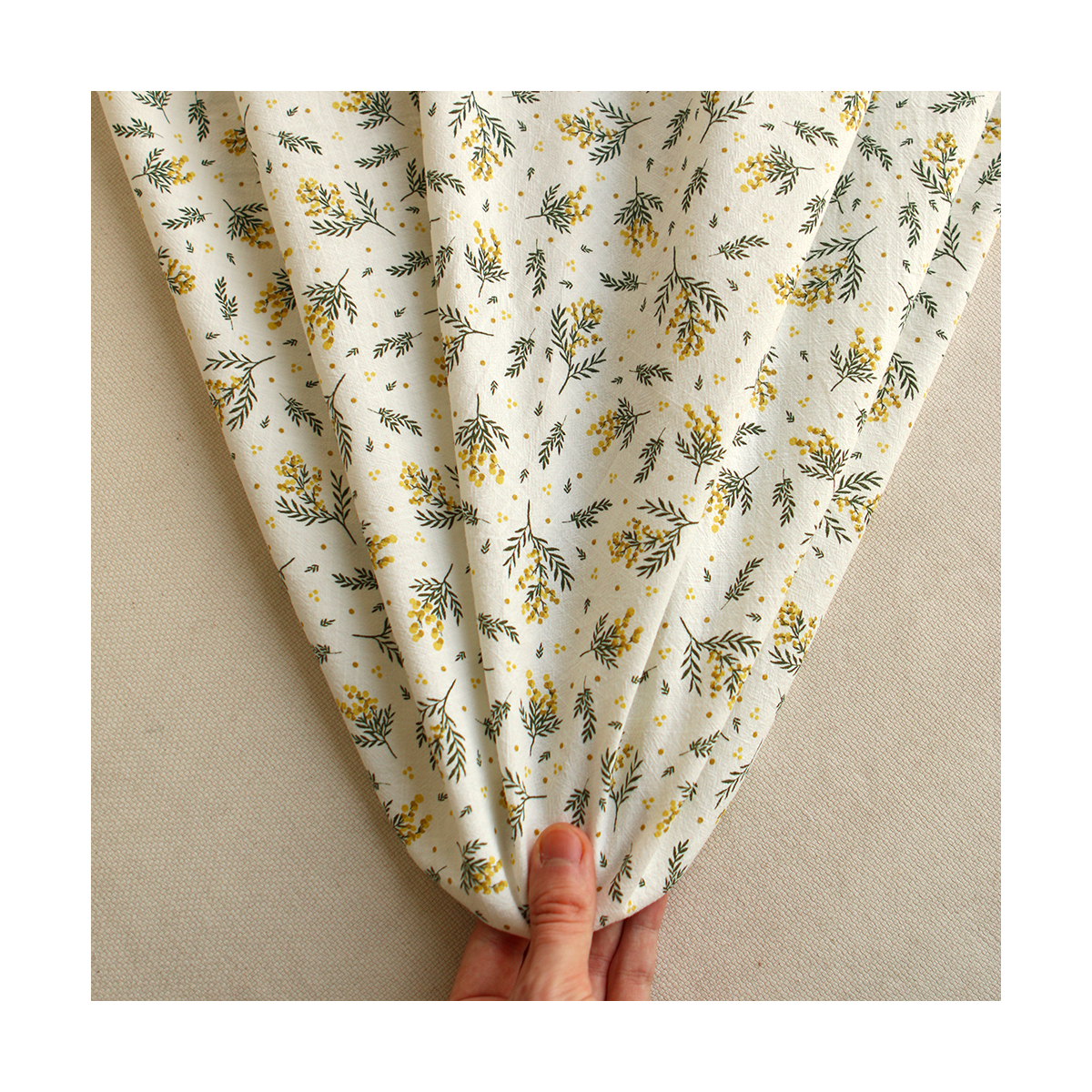 Mimosa - Coton lavé bio motif exclusif mimosa