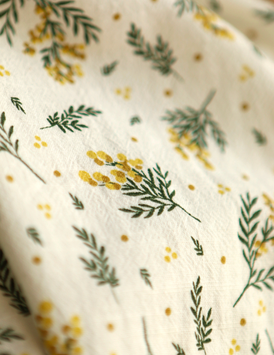 Mimosa - Coton lavé bio motif exclusif mimosa
