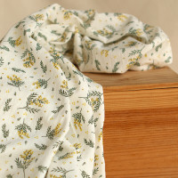 Mimosa - Coton lavé bio motif exclusif mimosa