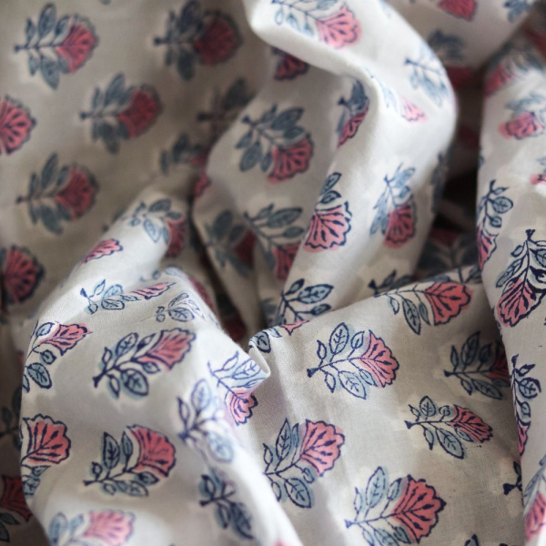 Abila B - Tissu indien coton hand block traditionnel