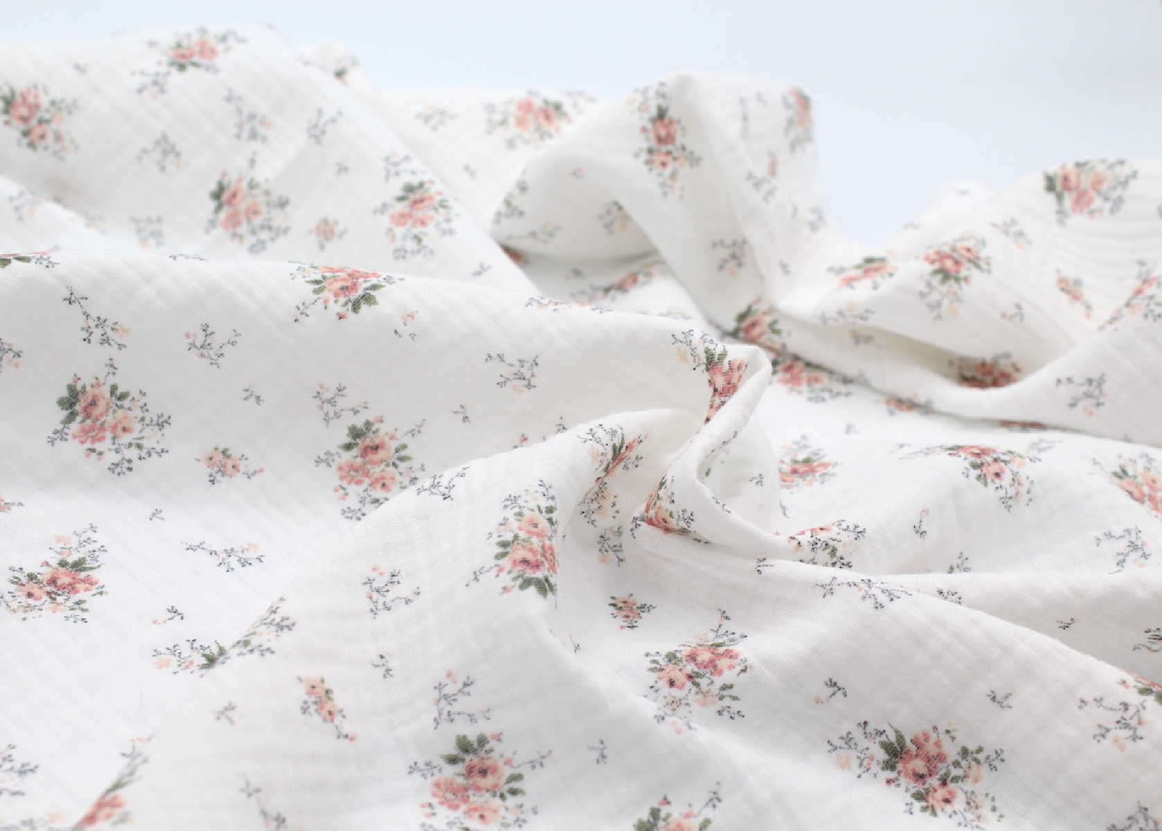 Romance - Double gaze de coton BIO motif exclusif bouquet romantique