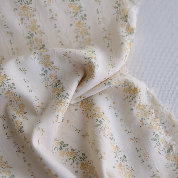 copy ofCamille - Tissu coton jacquard fleuri bleu