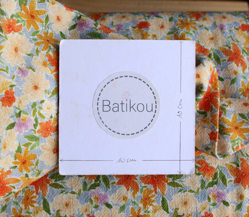 Crêpe lin et viscose imprimé fleuri orangé