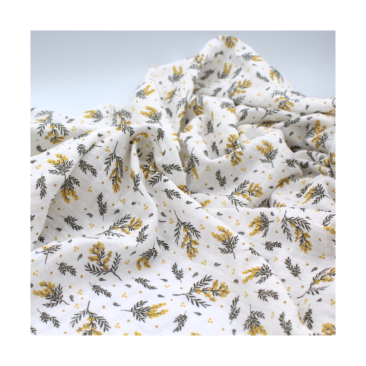 Double gaze de coton BIO motif exclusif Mimoza mimosa
