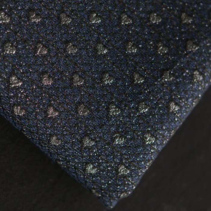 Amour - Tissu Brocart jacquard bleu marine / doré made in France