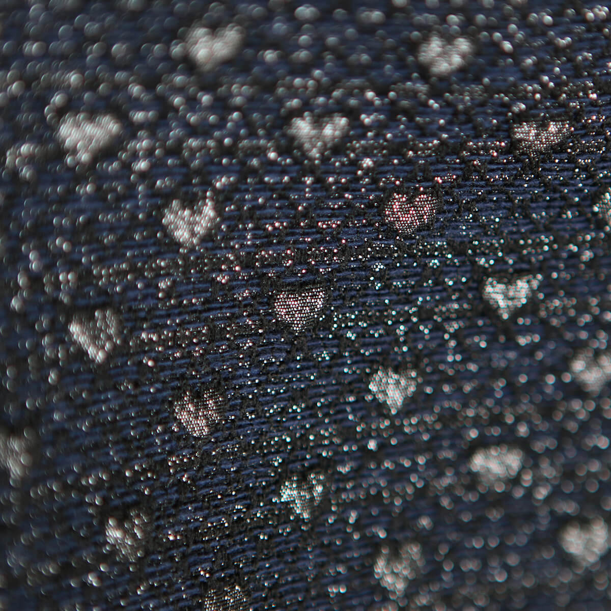 Amour - Tissu Brocart jacquard bleu marine / doré made in France