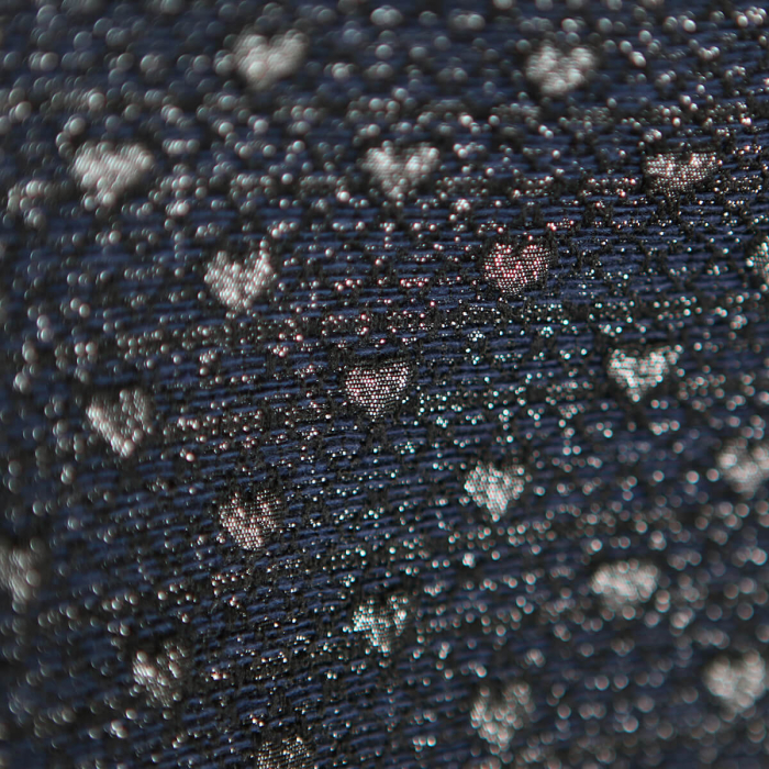 Amour - Tissu Brocart jacquard bleu marine / doré made in France