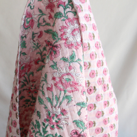 Tissu indien coton hand block print traditionnel frais imprimé rose ocre