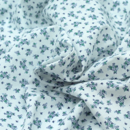 Batiste de coton SILKYNE à imprimé fleuri vert bleu