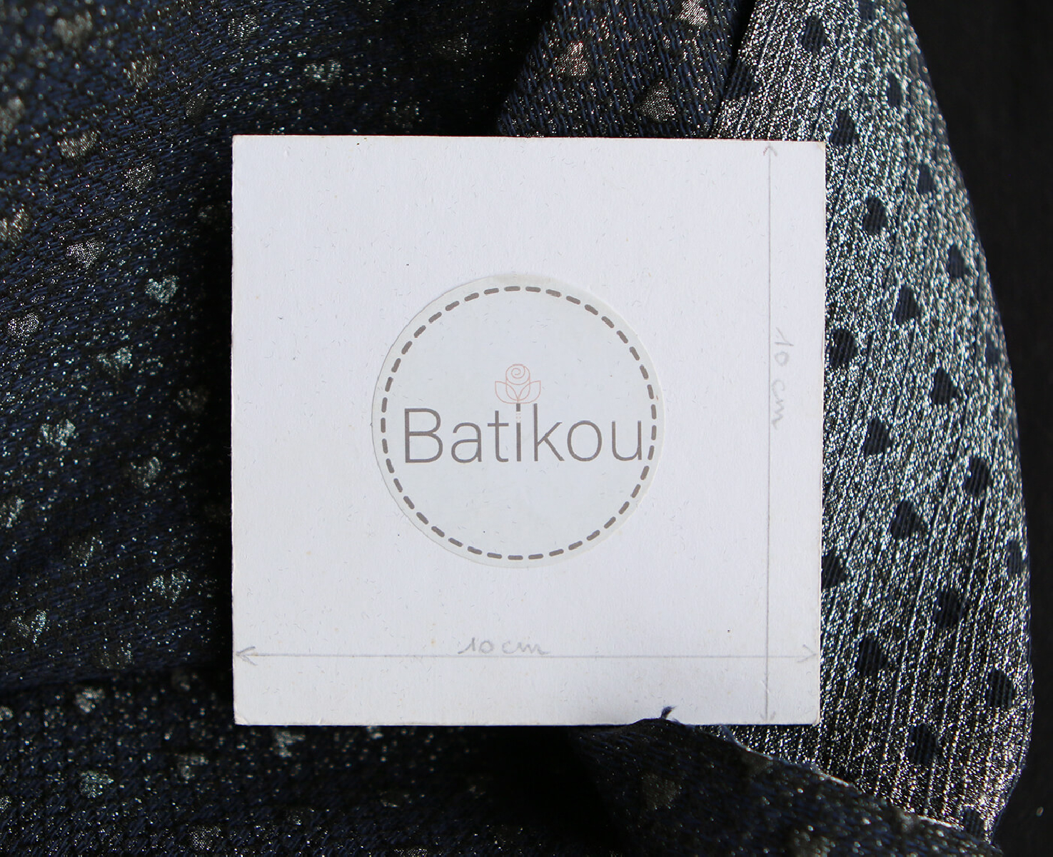 Amour - Tissu Brocart jacquard bleu marine / doré made in France