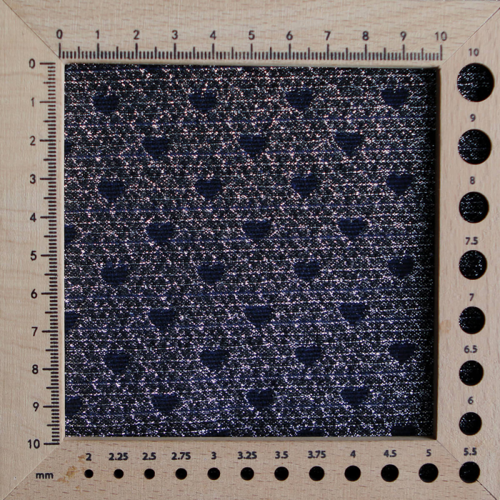 Amour - Tissu Brocart jacquard bleu marine / doré made in France