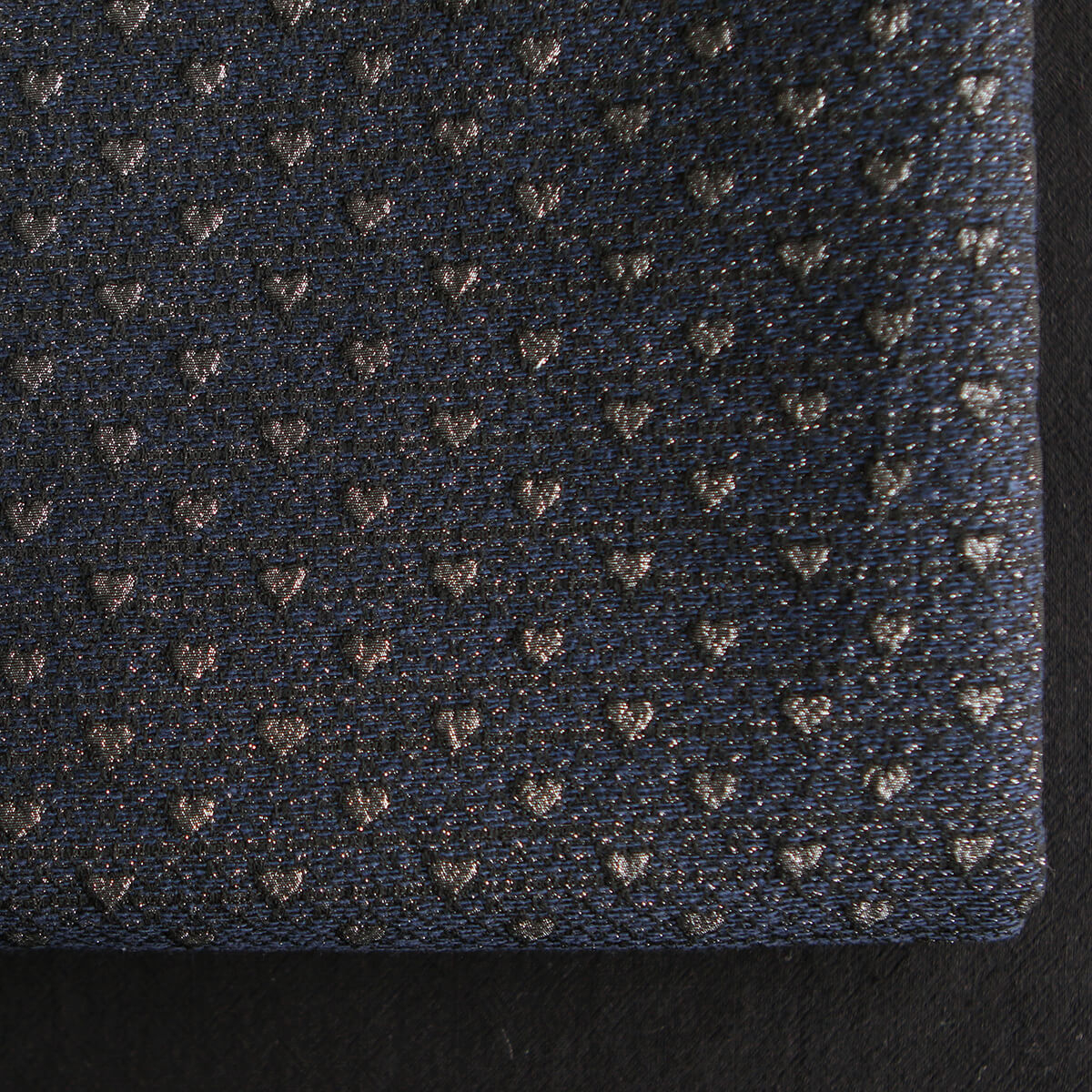 Amour - Tissu Brocart jacquard bleu marine / doré made in France