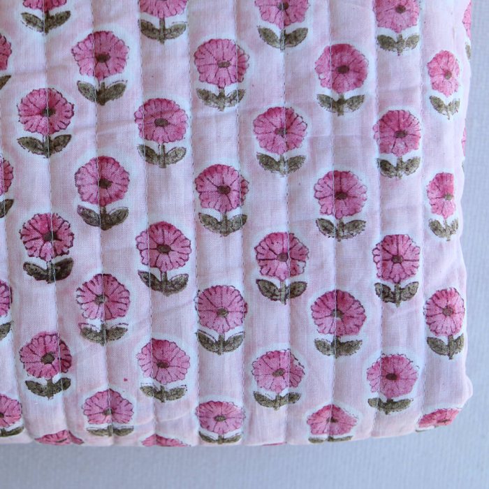 Keya - Tissu indien matelassé double face coton hand block largeur 100cm