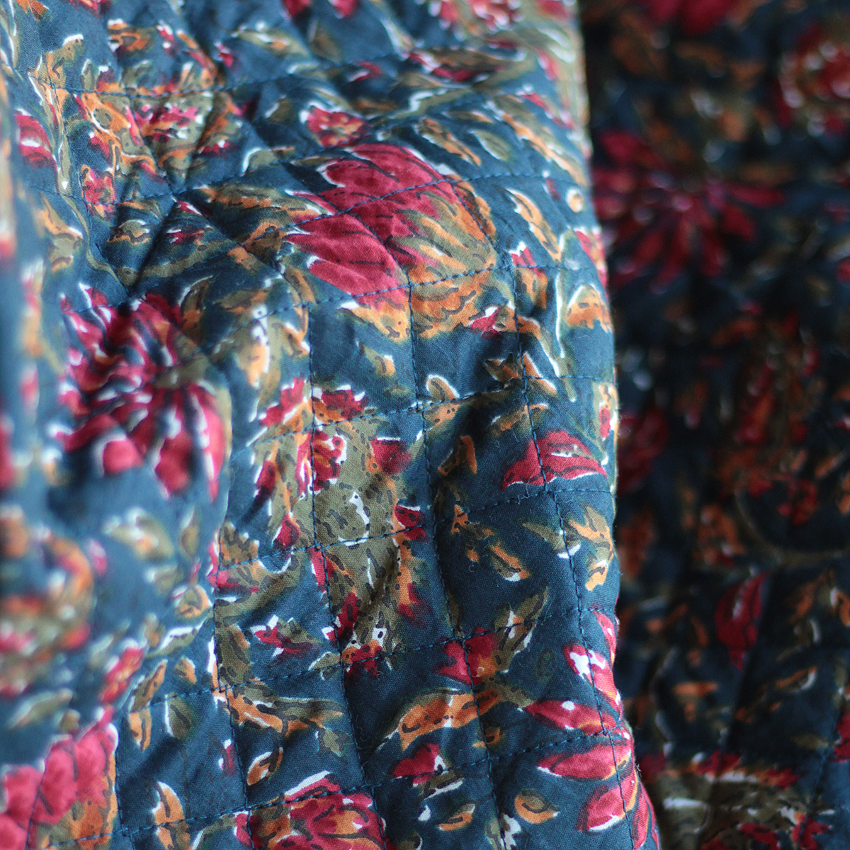 Tissu indien matelassé double face coton hand block largeur 100cm Batikou - 9