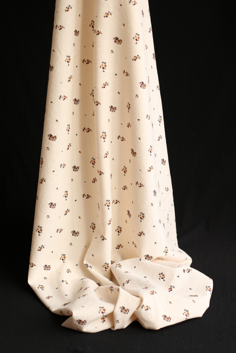 Laure - Coton lavé bio coloris vanille motif cuir