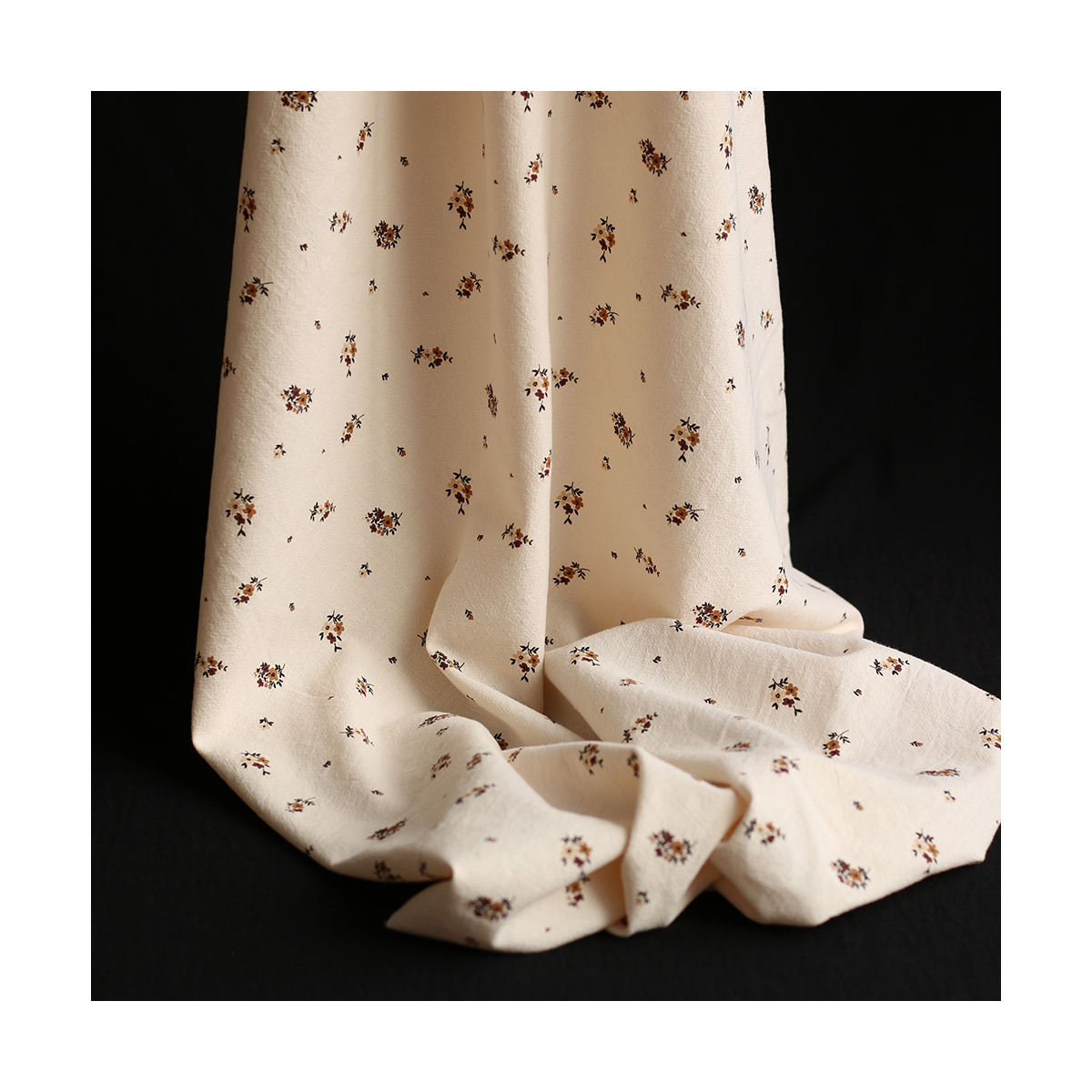 Laure - Coton lavé bio coloris vanille motif cuir