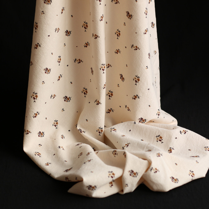 Laure - Coton lavé bio coloris vanille motif cuir