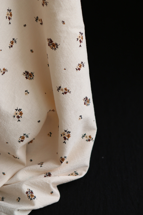 Laure - Coton lavé bio coloris vanille motif cuir