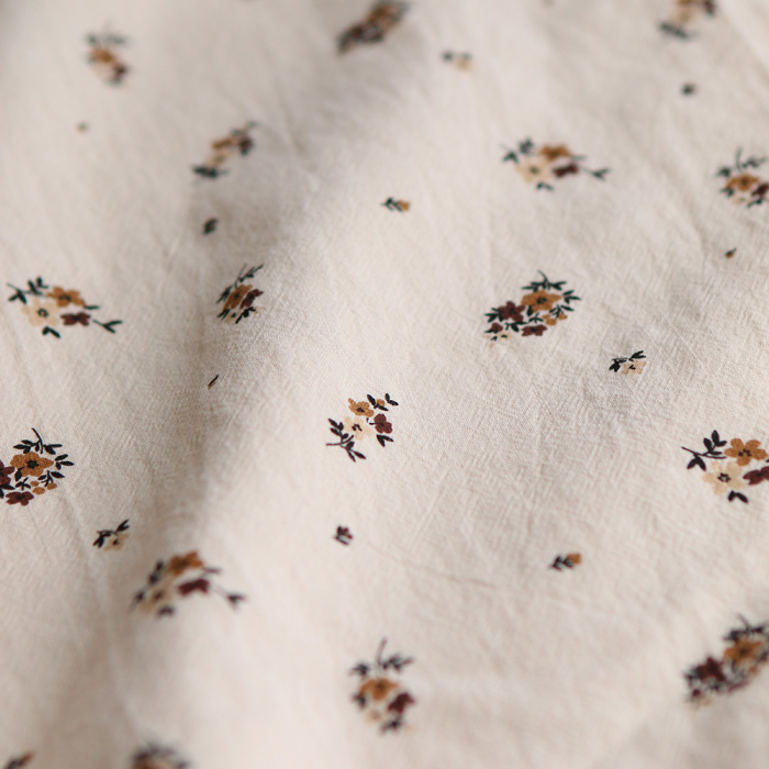 Laure - Coton lavé bio coloris vanille motif cuir