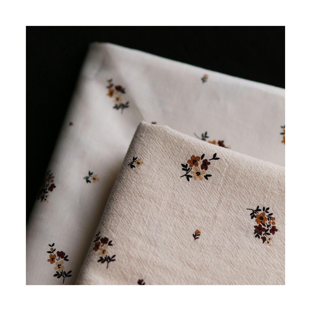 Laure - Coton lavé bio coloris vanille motif cuir