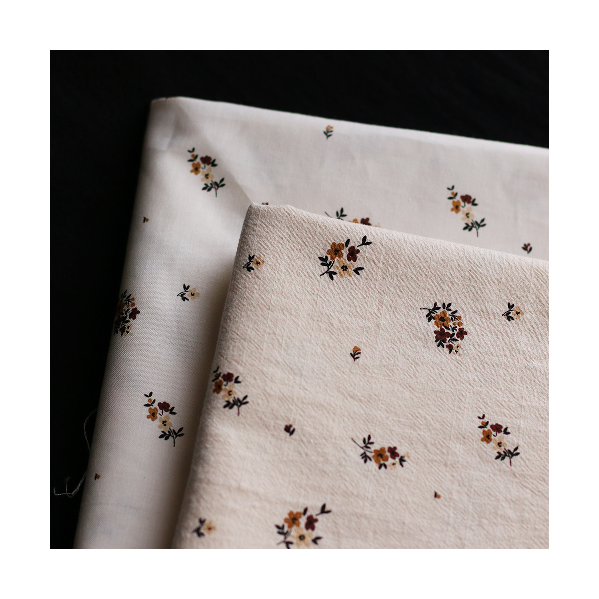 Laure - Coton lavé bio coloris vanille motif cuir