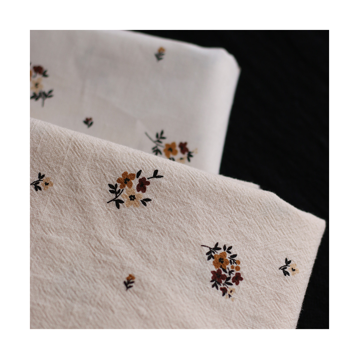 Laure - Coton lavé bio coloris vanille motif cuir