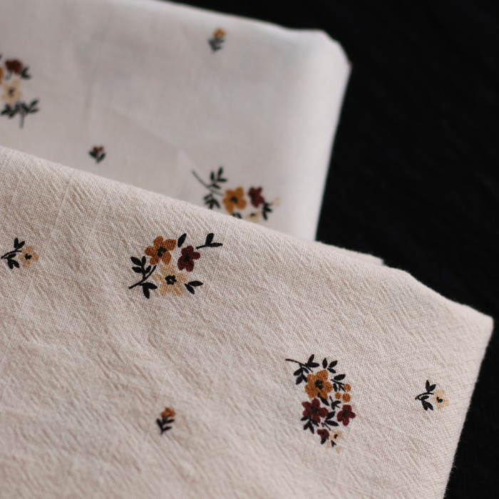 Laure - Coton lavé bio coloris vanille motif cuir