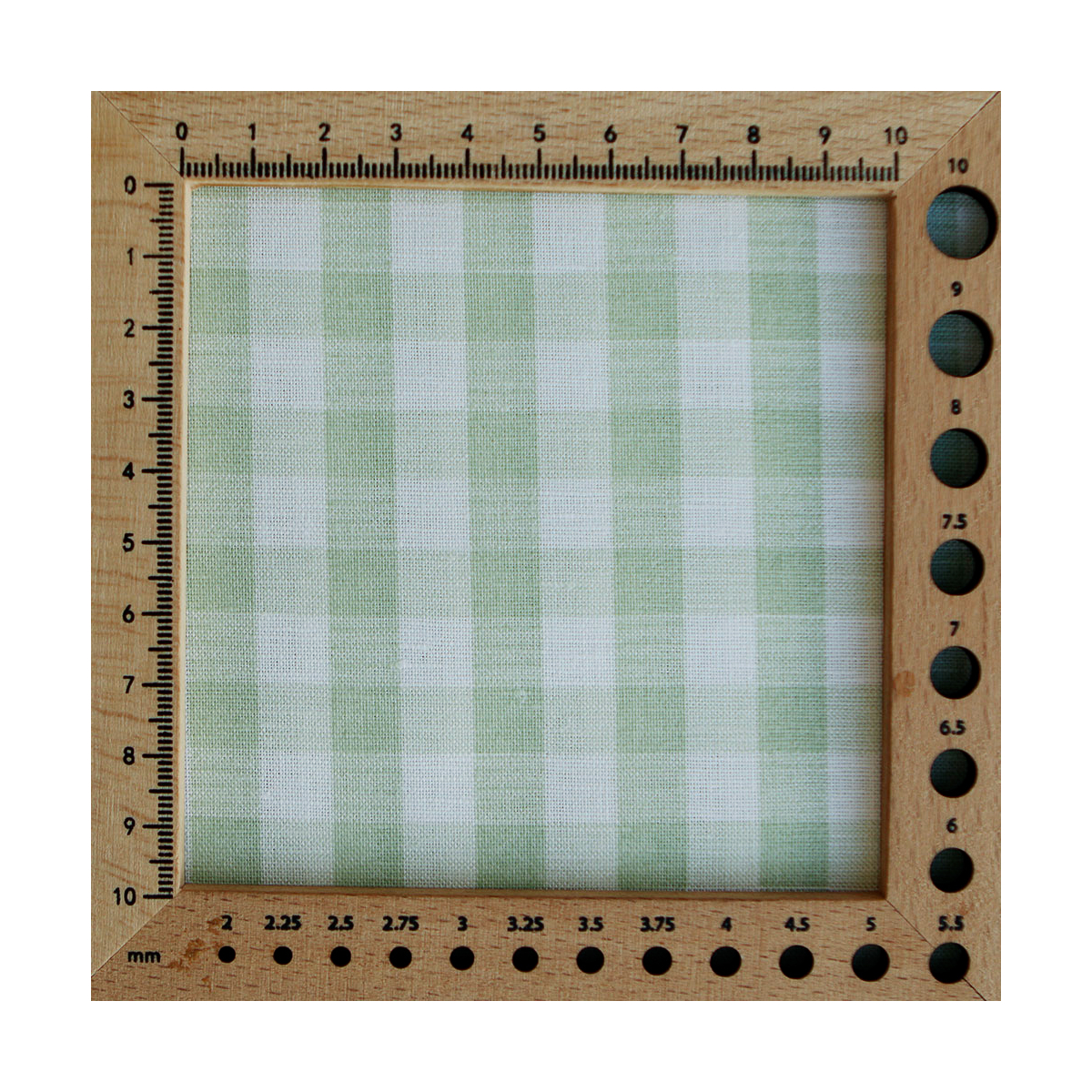 Victor - Tissu lin coton vichy 7mm blanc lait et vert amande