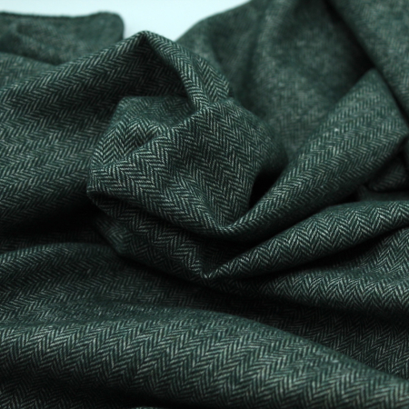 Tissu chevron texturé coton / laine coloris VERT SAPIN