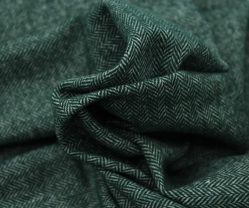 Tissu chevron texturé coton / laine coloris VERT SAPIN