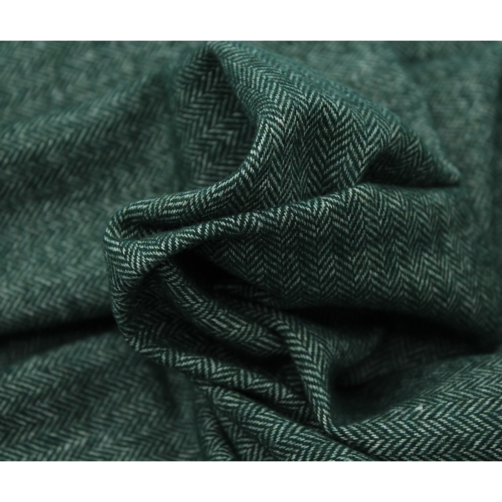Tissu chevron texturé coton / laine coloris VERT SAPIN