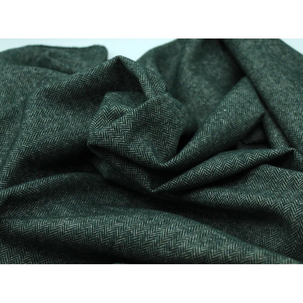 Tissu chevron texturé coton / laine coloris VERT SAPIN