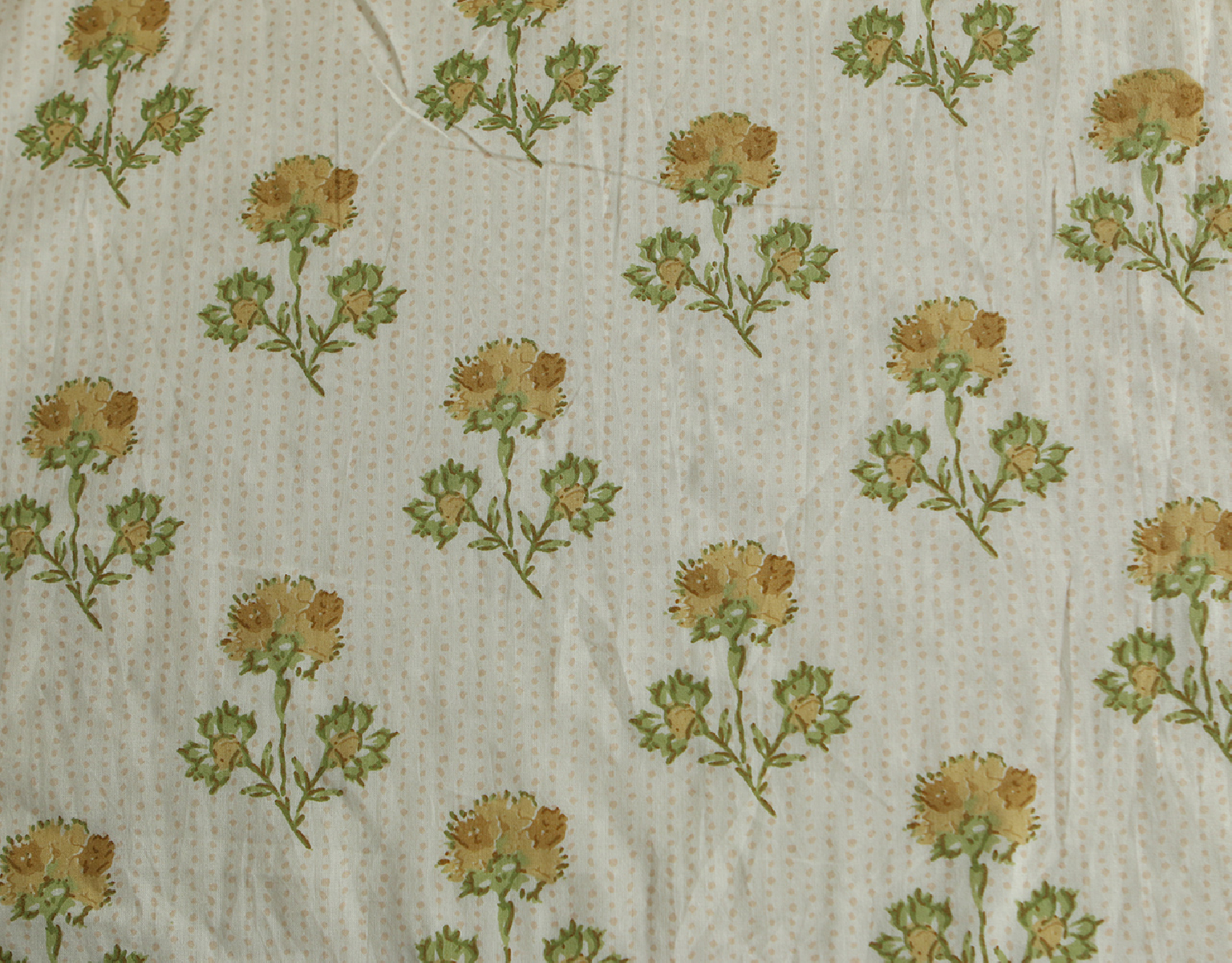 Karishma jaune B - Tissu indien en coton imprimé main Hand Block Artisanal