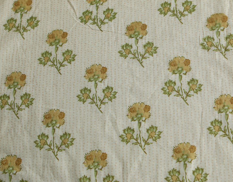 Karishma jaune B - Tissu indien en coton imprimé main Hand Block Artisanal