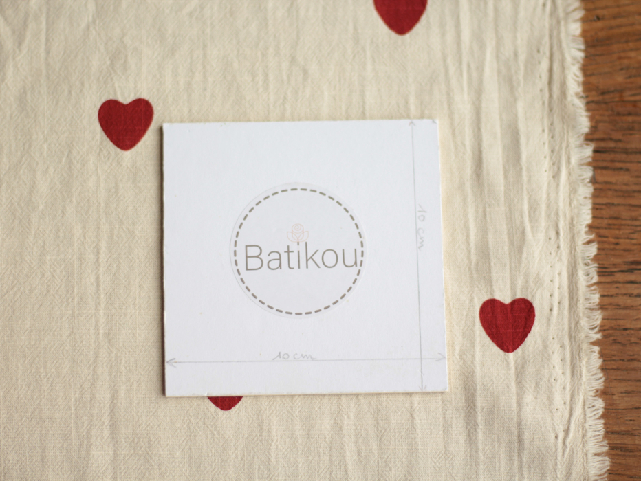 Manou - Coton lavé bio coloris vanille motif coeurs rouges Batikou - 9