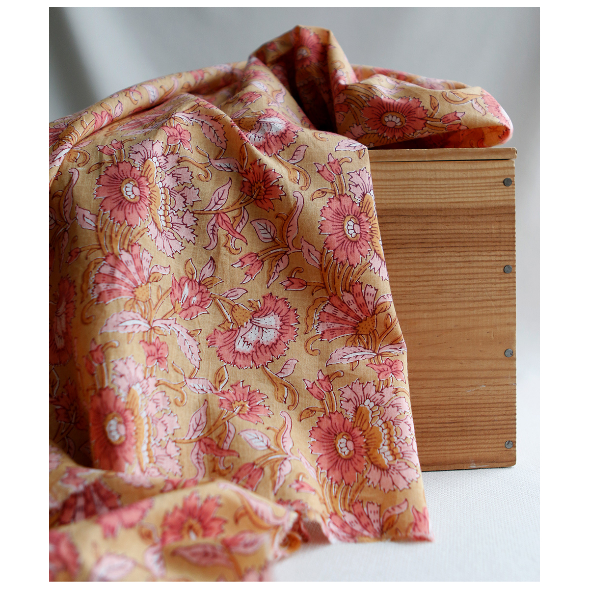 Tissu indien coton hand block traditionnel