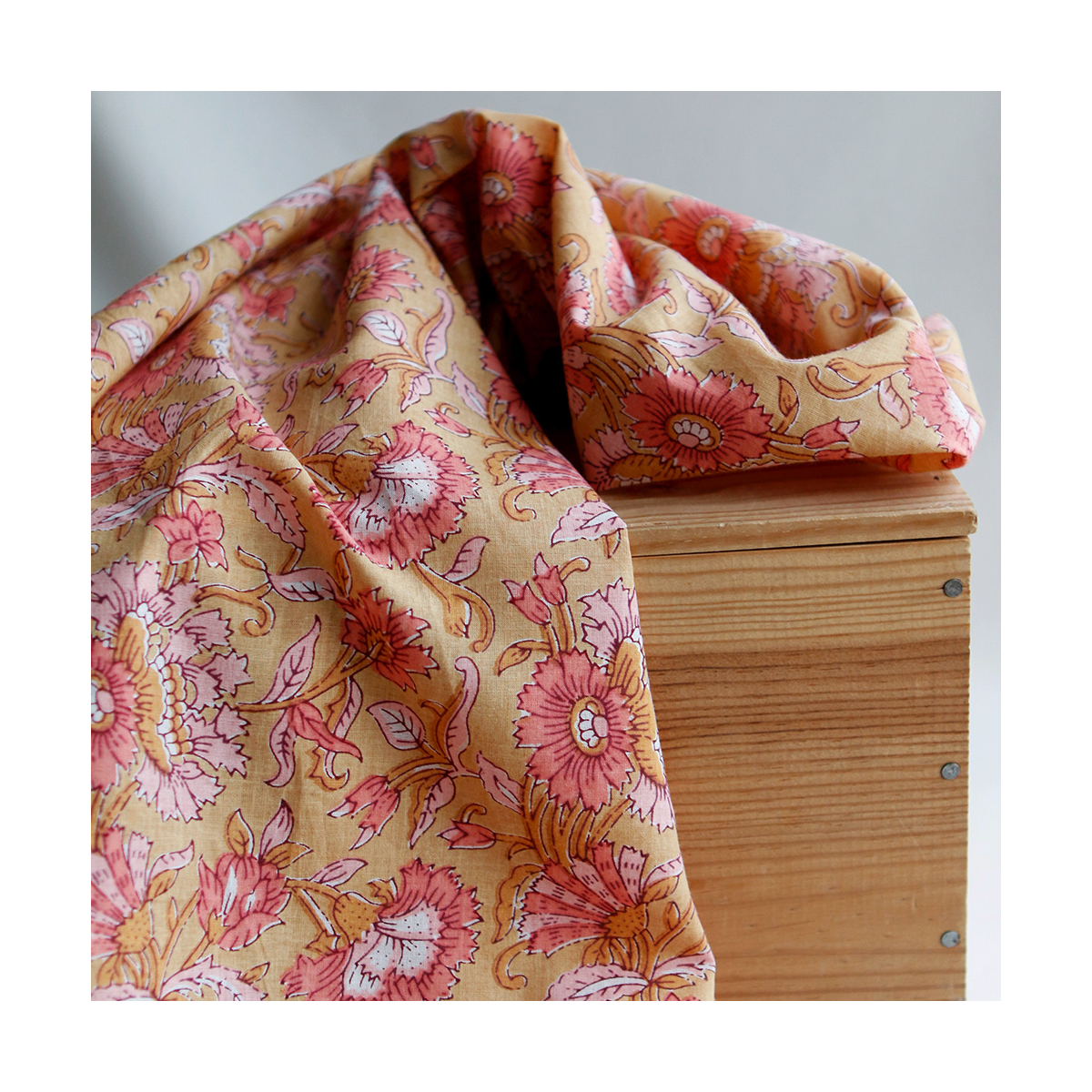 Tissu indien coton hand block traditionnel