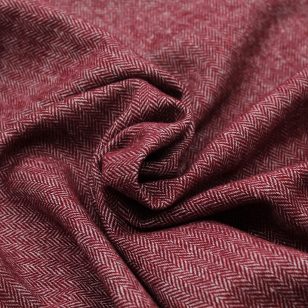Tissu chevron texturé coton / laine coloris bordeaux