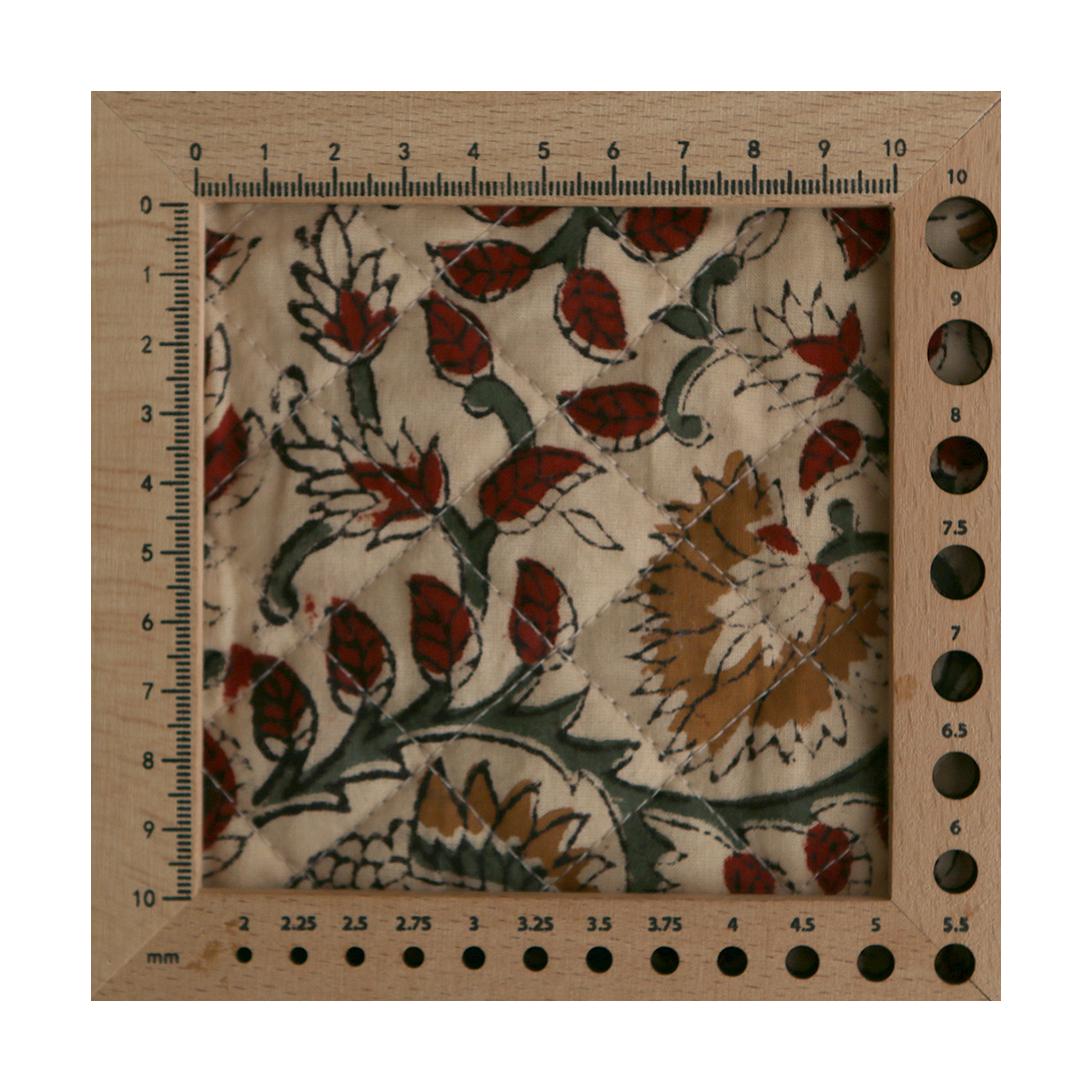 Nisha & rayures - Tissu indien matelassé double face coton hand block teal largeur 100cm