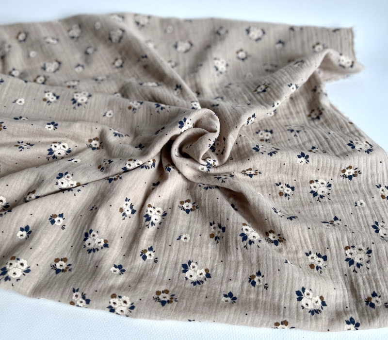 ROZEN - Double gaze de coton BIO grège motif exclusif Rozen Pepper Tissus issus de l'agriculture biologique  - 7