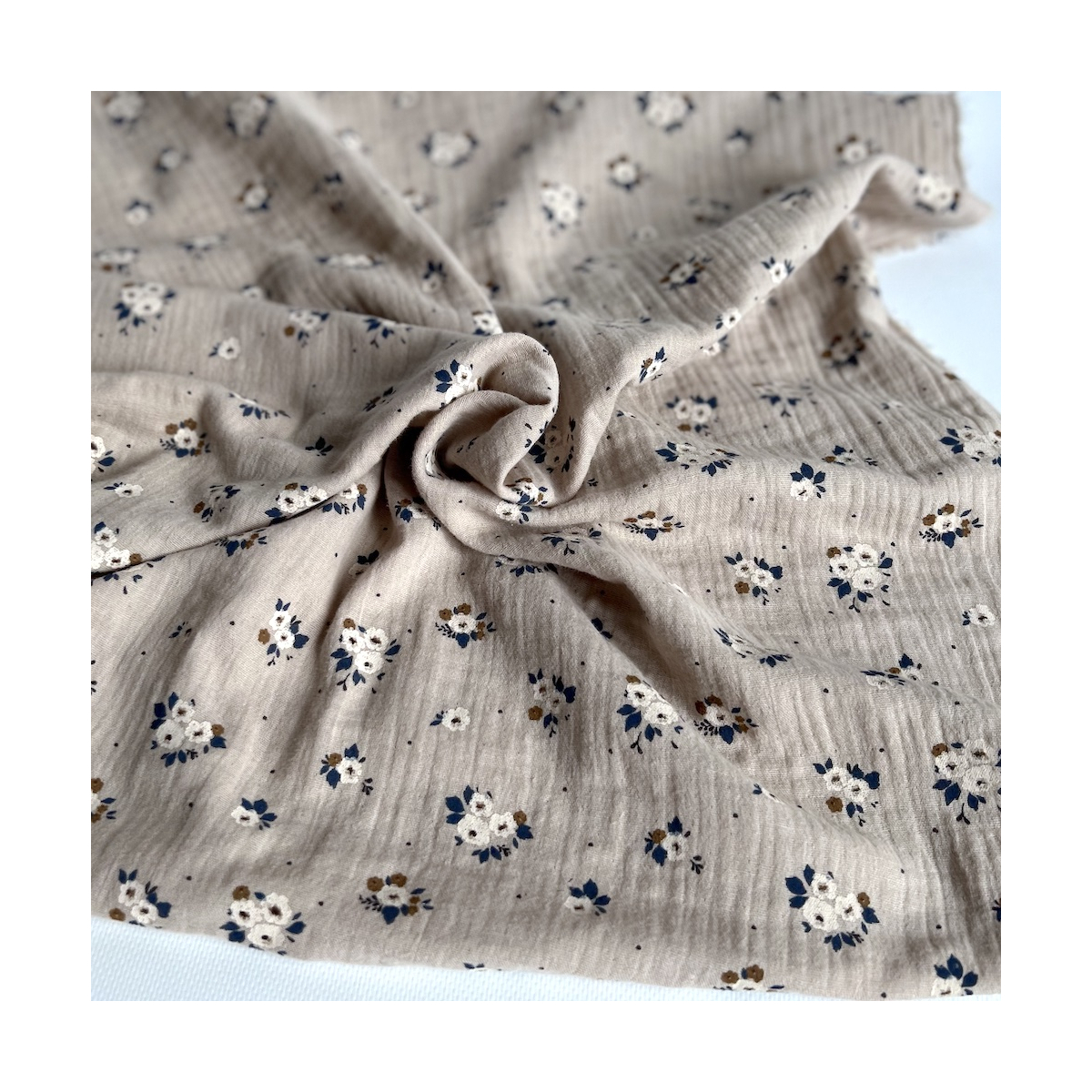 ROZEN - Double gaze de coton BIO grège motif exclusif Rozen Pepper Tissus issus de l'agriculture biologique  - 8