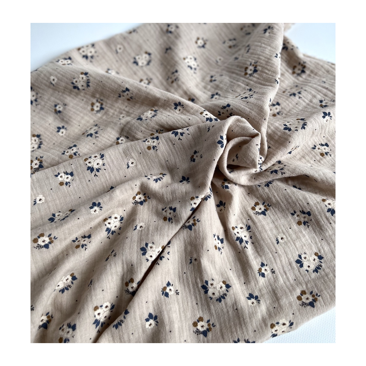 ROZEN - Double gaze de coton BIO grège motif exclusif Rozen Pepper Tissus issus de l'agriculture biologique  - 9