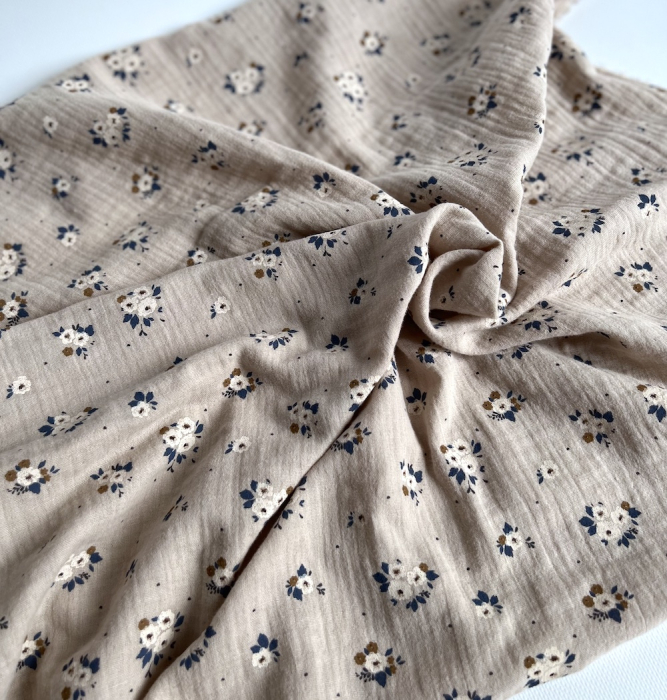 ROZEN - Double gaze de coton BIO grège motif exclusif Rozen Pepper Tissus issus de l'agriculture biologique  - 9