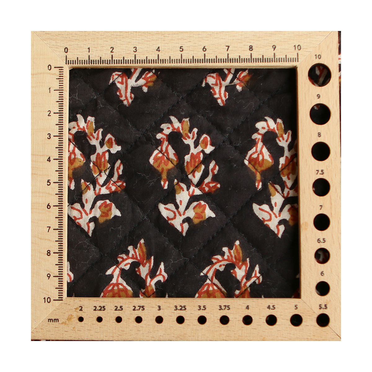 Kajal - Tissu indien matelassé double face coton hand block teal largeur 100cm