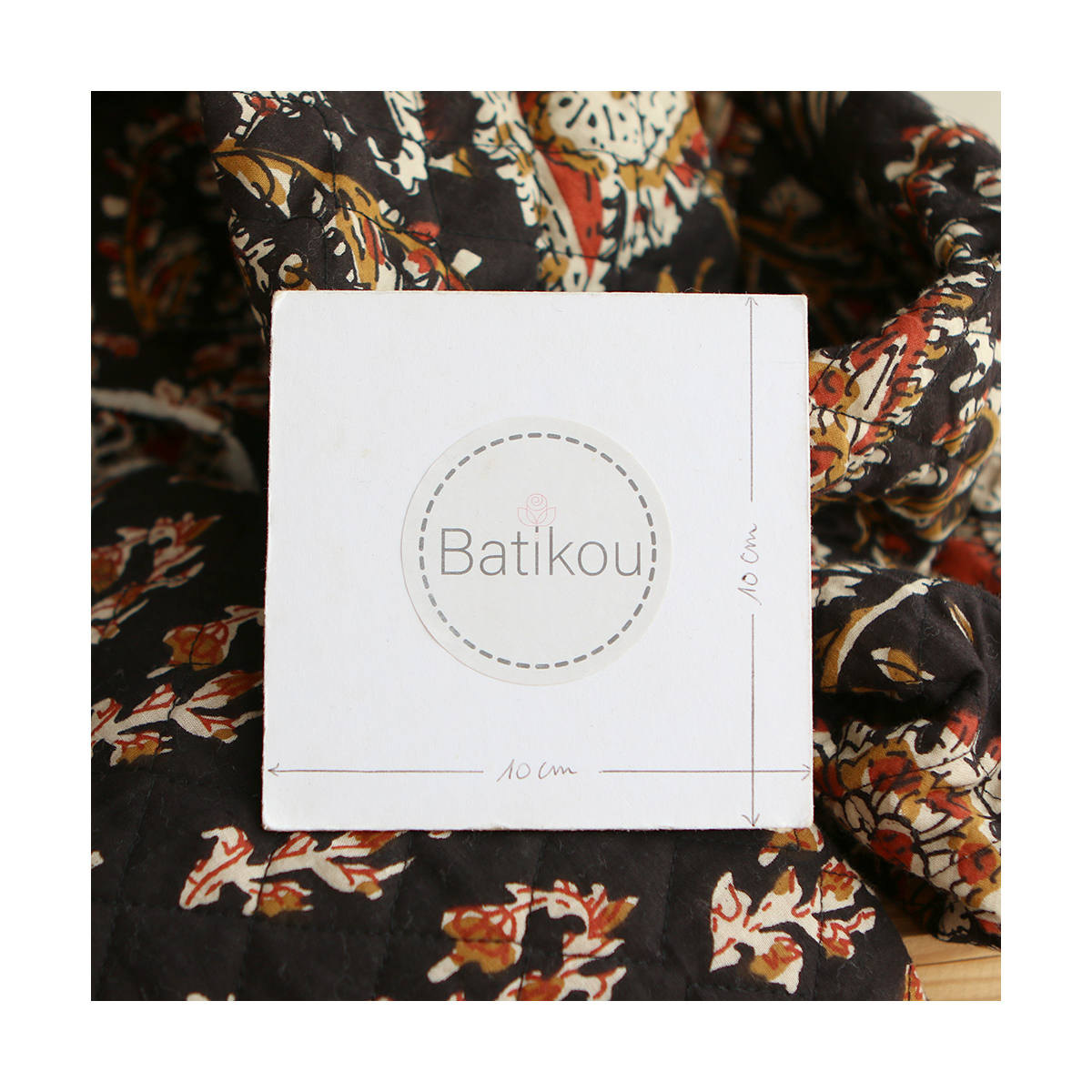 Kajal - Tissu indien matelassé double face coton hand block teal largeur 100cm